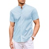 image:imageCOOFANDY Muscle Fit Dress Shirts for Men Banded Collar Casual Button Down ShirtsLight Blue