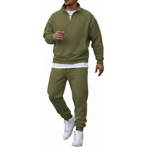 image:imageCOOFANDY 2 Piece Set for Men Casual 14 Zip Track Suits Set Long Sleeve Quarter Pullover Jogging Suits 2025 Fashion OutfitsArmy Green
