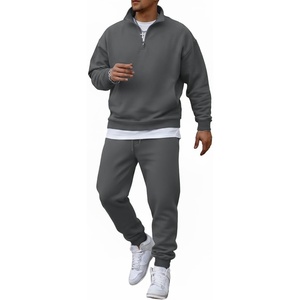 image:imageCOOFANDY 2 Piece Set for Men Casual 14 Zip Track Suits Set Long Sleeve Quarter Pullover Jogging Suits 2025 Fashion OutfitsDark Grey