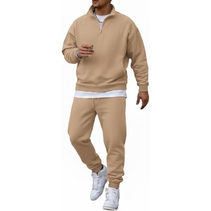 image:imageCOOFANDY 2 Piece Set for Men Casual 14 Zip Track Suits Set Long Sleeve Quarter Pullover Jogging Suits 2025 Fashion OutfitsKhaki