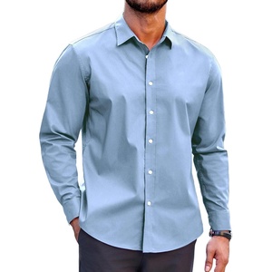 image:imageCOOFANDY Casual Button Down Shirt Men Long Sleeve Cotton Shirts Club Street Light Blue