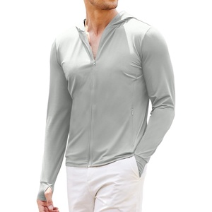 image:imageCOOFANDY FullZip Mens Lightweight Hoodie UPF 50  Breathable Sun Protection Jacket with Pockets for Golf Fishing HikingLight Gray