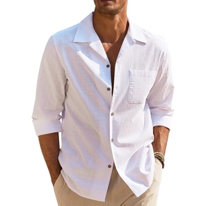 image:imageCOOFANDY Men Beach Shirts Casual Cotton Linen Long Sleeve Regular Fit Yoga Shirts White