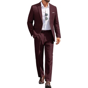 image:imageCOOFANDY Men Suits Classic Fit 2 Piece Suit Set One Button Casual Blazer Wedding Bussiness Suit SeparatesBurgundy