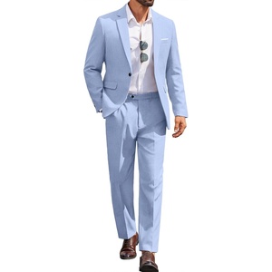 image:imageCOOFANDY Men Suits Classic Fit 2 Piece Suit Set One Button Casual Blazer Wedding Bussiness Suit SeparatesLight Blue