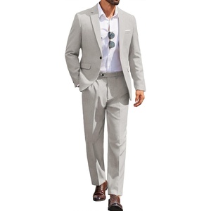 image:imageCOOFANDY Men Suits Classic Fit 2 Piece Suit Set One Button Casual Blazer Wedding Bussiness Suit SeparatesLight Gray
