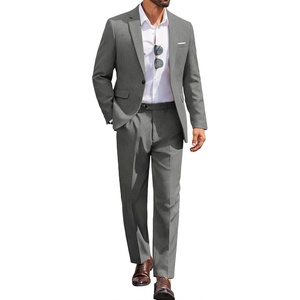 image:imageCOOFANDY Men Suits Classic Fit 2 Piece Suit Set One Button Casual Blazer Wedding Bussiness Suit SeparatesLinen Gray