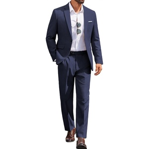 image:imageCOOFANDY Men Suits Classic Fit 2 Piece Suit Set One Button Casual Blazer Wedding Bussiness Suit SeparatesNavy Bluesolid