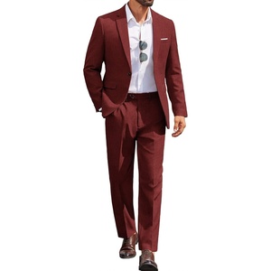 image:imageCOOFANDY Men Suits Classic Fit 2 Piece Suit Set One Button Casual Blazer Wedding Bussiness Suit SeparatesRed