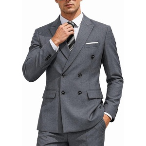 image:imageCOOFANDY Mens 2 Piece Double Breasted Suits Slim Fit Tuxedo Jacket and Dress Pants Set for Wedding Business PromHeather Grey