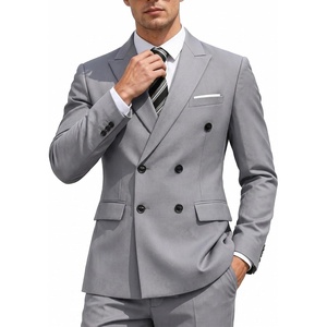 image:imageCOOFANDY Mens 2 Piece Double Breasted Suits Slim Fit Tuxedo Jacket and Dress Pants Set for Wedding Business PromLight Grey