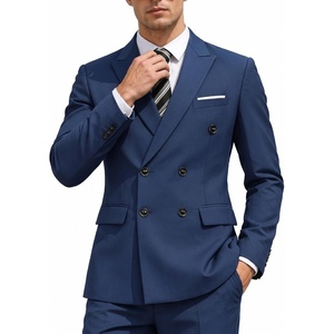 image:imageCOOFANDY Mens 2 Piece Double Breasted Suits Slim Fit Tuxedo Jacket and Dress Pants Set for Wedding Business PromNavy