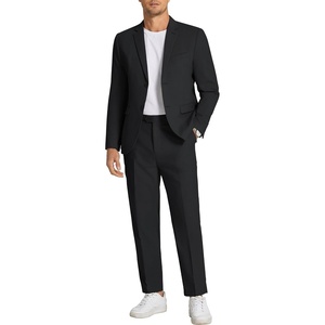 image:imageCOOFANDY Mens 2 Piece Linen Suits Set Regular Fit Casual Linen Lightweight Suit Summer Beach WeddingBlack