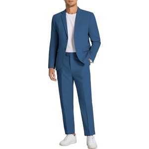 image:imageCOOFANDY Mens 2 Piece Linen Suits Set Regular Fit Casual Linen Lightweight Suit Summer Beach WeddingBlue