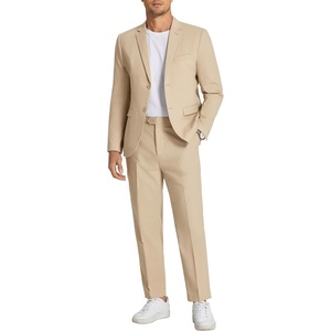 image:imageCOOFANDY Mens 2 Piece Linen Suits Set Regular Fit Casual Linen Lightweight Suit Summer Beach WeddingKhaki
