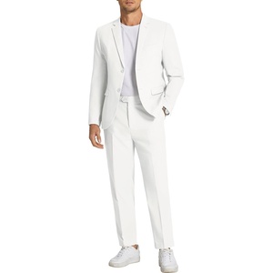 image:imageCOOFANDY Mens 2 Piece Linen Suits Set Regular Fit Casual Linen Lightweight Suit Summer Beach WeddingWhite