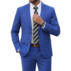 image:imageCOOFANDY Mens 2 Piece Suits Classic Fit 2 Button Dress Suits Tuxedo Jacket Blazer for Wedding Business Dinner PromBlue