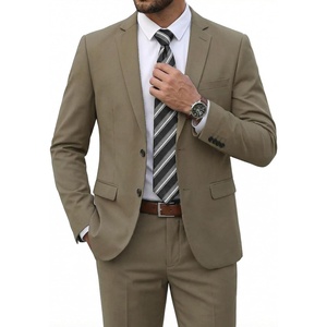 image:imageCOOFANDY Mens 2 Piece Suits Classic Fit 2 Button Dress Suits Tuxedo Jacket Blazer for Wedding Business Dinner PromDark Khaki