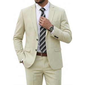 image:imageCOOFANDY Mens 2 Piece Suits Classic Fit 2 Button Dress Suits Tuxedo Jacket Blazer for Wedding Business Dinner PromKhaki