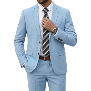 image:imageCOOFANDY Mens 2 Piece Suits Classic Fit 2 Button Dress Suits Tuxedo Jacket Blazer for Wedding Business Dinner PromLight Blue