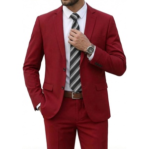 image:imageCOOFANDY Mens 2 Piece Suits Classic Fit 2 Button Dress Suits Tuxedo Jacket Blazer for Wedding Business Dinner PromRed