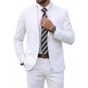 image:imageCOOFANDY Mens 2 Piece Suits Classic Fit 2 Button Dress Suits Tuxedo Jacket Blazer for Wedding Business Dinner PromWhite