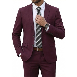 image:imageCOOFANDY Mens 2 Piece Suits Classic Fit 2 Button Dress Suits Tuxedo Jacket Blazer for Wedding Business Dinner PromWine Red