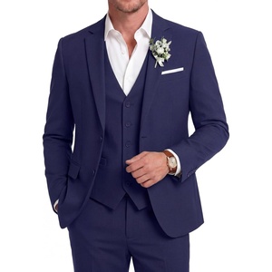 image:imageCOOFANDY Mens 3 Piece Linen Suits Casual Lightweight Blazer Jackets Vest Pants Set for Wedding Business PromDark Blue