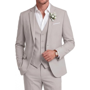 image:imageCOOFANDY Mens 3 Piece Linen Suits Casual Lightweight Blazer Jackets Vest Pants Set for Wedding Business PromLight Grey