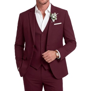 image:imageCOOFANDY Mens 3 Piece Linen Suits Casual Lightweight Blazer Jackets Vest Pants Set for Wedding Business PromWine Red