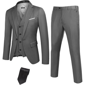 image:imageCOOFANDY Mens 3 Piece Suits One Button Blazer Jacket Slim Fit Vest Suit Pant with Tie