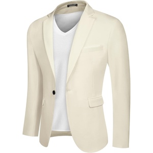 image:imageCOOFANDY Mens Blazer Casual Sport Coats Slim Fit One Button Suit Jacket Lightweight Sports JacketPlain Color  Beige