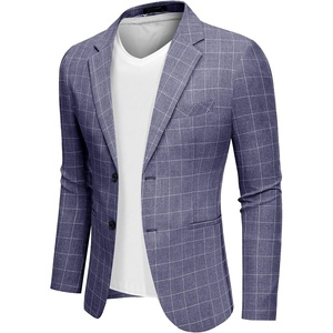 image:imageCOOFANDY Mens Blazer Casual Two Buttons Sport Coats Lightweight Suit JacketAcheckered Blazer  Blue