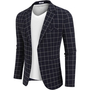 image:imageCOOFANDY Mens Blazer Casual Two Buttons Sport Coats Lightweight Suit JacketAcheckered Blazer  Navy Blue