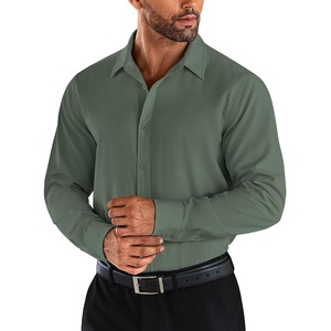 image:imageCOOFANDY Mens Business Dress Shirts Wrinkle Free Long Sleeve Regular Fit Dress Shirt Textured Casual Button Down ShirtsArmy Green
