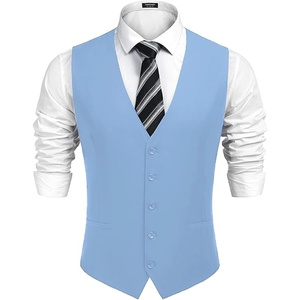 image:imageCOOFANDY Mens Business Suit Vest Casual Dress Vest Slim Fit Formal WaistcoatSky Blue