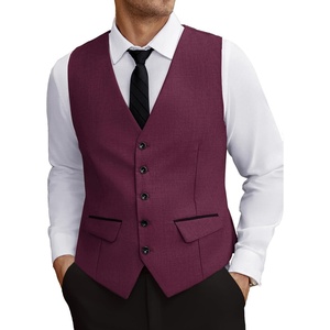 image:imageCOOFANDY Mens Business Suit Vest Slim Fit Dress Vest Wedding WaistcoatWine Red