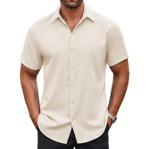 image:imageCOOFANDY Mens Button Down Shirt Short Sleeve Dress Shirt Casual Beach Summer Wedding ShirtBeige