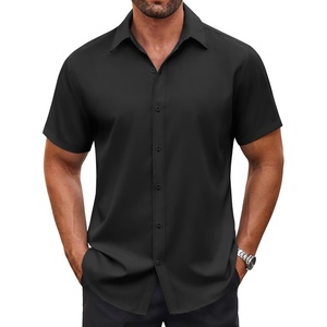 image:imageCOOFANDY Mens Button Down Shirt Short Sleeve Dress Shirt Casual Beach Summer Wedding ShirtBlack