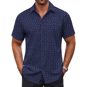 image:imageCOOFANDY Mens Button Down Shirt Short Sleeve Dress Shirt Casual Beach Summer Wedding ShirtNavy Blueanchor