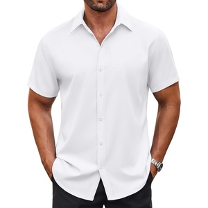 image:imageCOOFANDY Mens Button Down Shirt Short Sleeve Dress Shirt Casual Beach Summer Wedding ShirtWhite