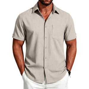 image:imageCOOFANDY Mens Button Down Shirts Short Sleeve Casual Shirts Summer Beach Linen Shirts with PocketStone
