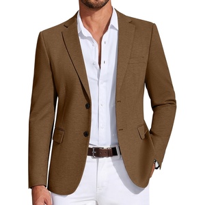 image:imageCOOFANDY Mens Casual Blazer Knit Sport Coat Lightweight Two Button Suit JacketBrown