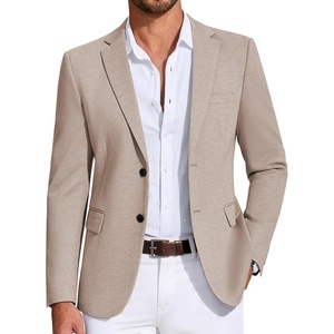 image:imageCOOFANDY Mens Casual Blazer Knit Sport Coat Lightweight Two Button Suit JacketChampagne