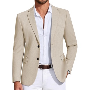image:imageCOOFANDY Mens Casual Blazer Knit Sport Coat Lightweight Two Button Suit JacketLight Khaki