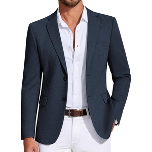 image:imageCOOFANDY Mens Casual Blazer Knit Sport Coat Lightweight Two Button Suit JacketNavy Blue