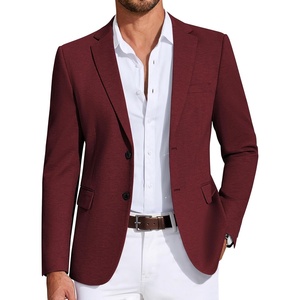 image:imageCOOFANDY Mens Casual Blazer Knit Sport Coat Lightweight Two Button Suit JacketWine Red