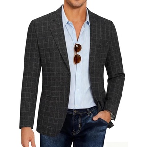 image:imageCOOFANDY Mens Casual Blazer Slim Fit Sport Coat Lightweight Two Button Suit JacketsPlaid Blazer Black