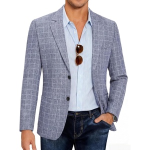image:imageCOOFANDY Mens Casual Blazer Slim Fit Sport Coat Lightweight Two Button Suit JacketsPlaid Blazer Blue