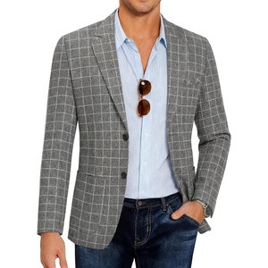 image:imageCOOFANDY Mens Casual Blazer Slim Fit Sport Coat Lightweight Two Button Suit JacketsPlaid Blazer Dark Gray